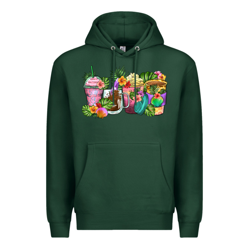 Tropical Coffee Cups Premium Hoodie by Zillion Design Studio | Teevron