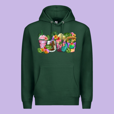 Tropical Coffee Cups Premium Hoodie Designed By Zillion Design Studio