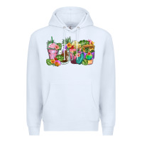 White tropical coffee cups Premium Hoodie - Zillion Design Studio