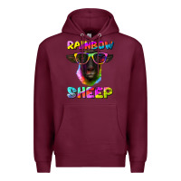 Burgundy rainbow sheep suffolk sheep Premium Hoodie - RanaPortraitStore