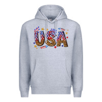 Heather Grey usa 4th of july bw Premium Hoodie - texasbilliewilder