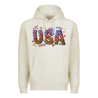 Oatmeal Heather usa 4th of july bw Premium Hoodie - texasbilliewilder