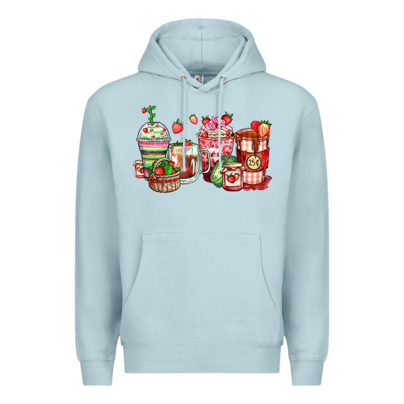 Strawberry Farm Fresh Coffee Cups Premium Hoodie by Zillion Design Studio | Teevron