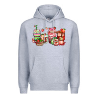 Heather Grey strawberry farm fresh coffee cups Premium Hoodie - Zillion Design Studio
