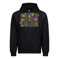 Black Mardi Gras Fleur De Lis Urban Hoodie - RanaPortraitStore