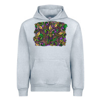 Heather Grey Mardi Gras Fleur De Lis Urban Hoodie - RanaPortraitStore