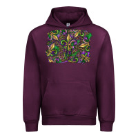 Mauve Wine Mardi Gras Fleur De Lis Urban Hoodie - RanaPortraitStore