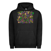 Pigment Black Mardi Gras Fleur De Lis Urban Hoodie - RanaPortraitStore