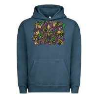 Pigment Midnight Navy Mardi Gras Fleur De Lis Urban Hoodie - RanaPortraitStore