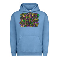 Pigment Pebble Blue Mardi Gras Fleur De Lis Urban Hoodie - RanaPortraitStore