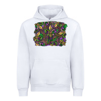White Mardi Gras Fleur De Lis Urban Hoodie - RanaPortraitStore