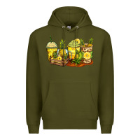 Army Green pineapple farm fresh coffee cups Premium Hoodie - Zillion Design Studio