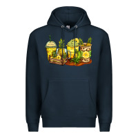 Navy pineapple farm fresh coffee cups Premium Hoodie - Zillion Design Studio