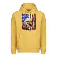 Antique Gold usa flag with eagle head Premium Hoodie - texasbilliewilder