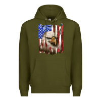 Army Green usa flag with eagle head Premium Hoodie - texasbilliewilder