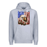 Heather Grey usa flag with eagle head Premium Hoodie - texasbilliewilder