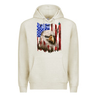 Oatmeal Heather usa flag with eagle head Premium Hoodie - texasbilliewilder
