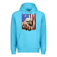Ocean Blue usa flag with eagle head Premium Hoodie - texasbilliewilder