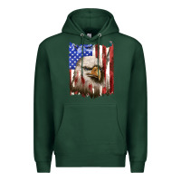 Sports Green usa flag with eagle head Premium Hoodie - texasbilliewilder