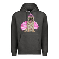 Charcoal Heather balerina pug with tutu Premium Hoodie - RanaPortraitStore