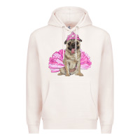 Pale Pink balerina pug with tutu Premium Hoodie - RanaPortraitStore
