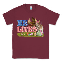 Burgundy he lives easter Classic Tee - FaDigitalArtStudio