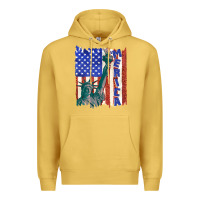 Antique Gold usa flag with statue of liberty Premium Hoodie - texasbilliewilder