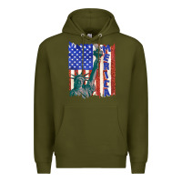 Army Green usa flag with statue of liberty Premium Hoodie - texasbilliewilder