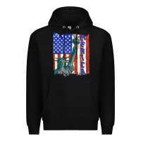 Black usa flag with statue of liberty Premium Hoodie - texasbilliewilder