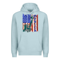 Blue Mist usa flag with statue of liberty Premium Hoodie - texasbilliewilder