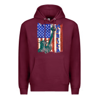 Burgundy usa flag with statue of liberty Premium Hoodie - texasbilliewilder