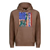 Chestnut usa flag with statue of liberty Premium Hoodie - texasbilliewilder