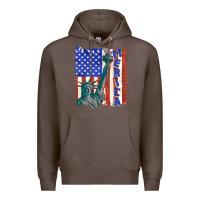 Coffee usa flag with statue of liberty Premium Hoodie - texasbilliewilder