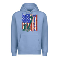 Colony Blue usa flag with statue of liberty Premium Hoodie - texasbilliewilder