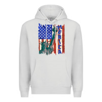 Dove Grey usa flag with statue of liberty Premium Hoodie - texasbilliewilder