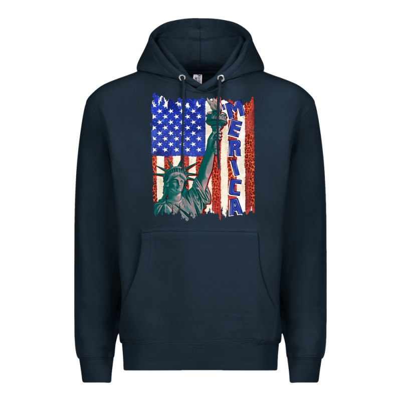 Usa Flag With Statue Of Liberty Premium Hoodie by texasbilliewilder | Teevron