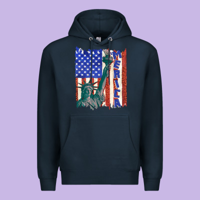 Usa Flag With Statue Of Liberty Premium Hoodie Designed By Texasbilliewilder