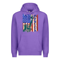 Purple usa flag with statue of liberty Premium Hoodie - texasbilliewilder