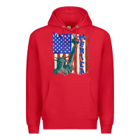 Red usa flag with statue of liberty Premium Hoodie - texasbilliewilder