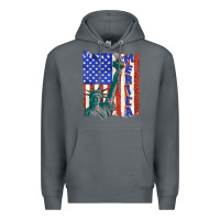 Rock usa flag with statue of liberty Premium Hoodie - texasbilliewilder