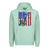 Seafoam usa flag with statue of liberty Premium Hoodie - texasbilliewilder