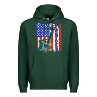 Sports Green usa flag with statue of liberty Premium Hoodie - texasbilliewilder