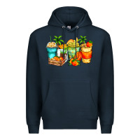 Navy mango farm fresh coffee cups Premium Hoodie - Zillion Design Studio