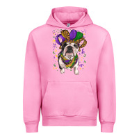 Fuchsia Pink Mardi gras hat  english bulldog Urban Hoodie - RanaPortraitStore