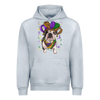 Heather Grey Mardi gras hat  english bulldog Urban Hoodie - RanaPortraitStore
