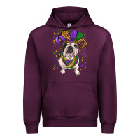 Mauve Wine Mardi gras hat  english bulldog Urban Hoodie - RanaPortraitStore