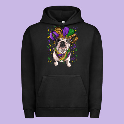 Urban Hoodie Mardi gras hat  english bulldog