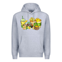 Heather Grey lemon farm fresh coffee cups Premium Hoodie - Zillion Design Studio