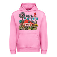 Fuchsia Pink life is better in the country Urban Hoodie - Zillion Design Studio
