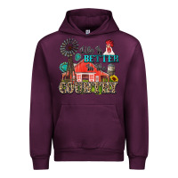 Mauve Wine life is better in the country Urban Hoodie - Zillion Design Studio